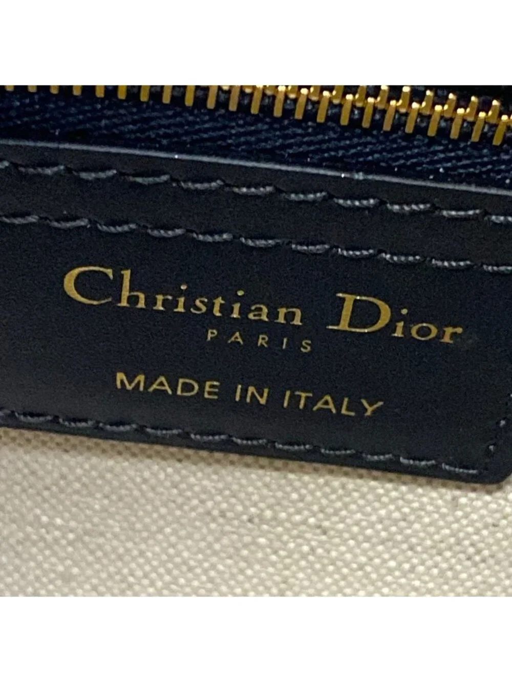 Dior Handbag Groove 20 Bag Small Ivory Dark Navy Leather